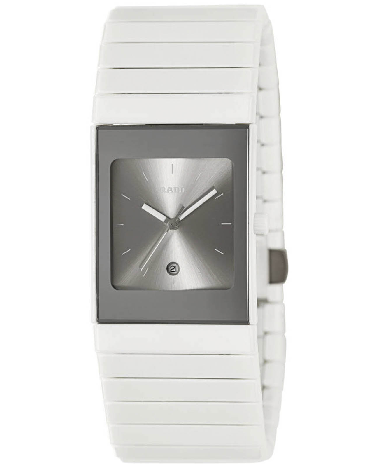 Rado Rado Ceramica R21587102  R21587102 кварцевые женские часы серебристый циферблат, браслет высокотехнологичная керамика — вид спереди
