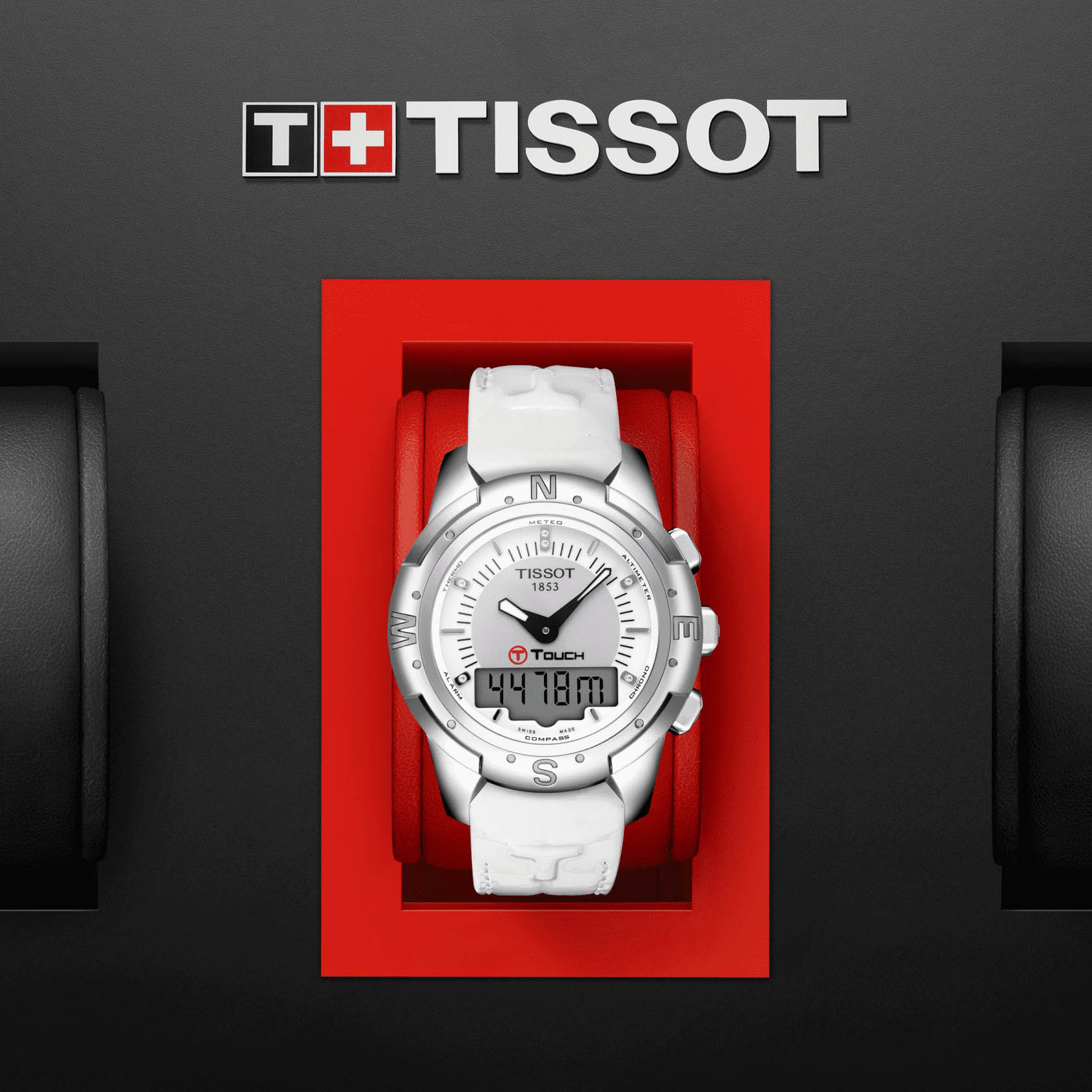 Tissot Tissot T-Touch II Titanium Lady T047.220.46.086.00, t-sport швейцария женские часы на браслете кожаный боковой вид