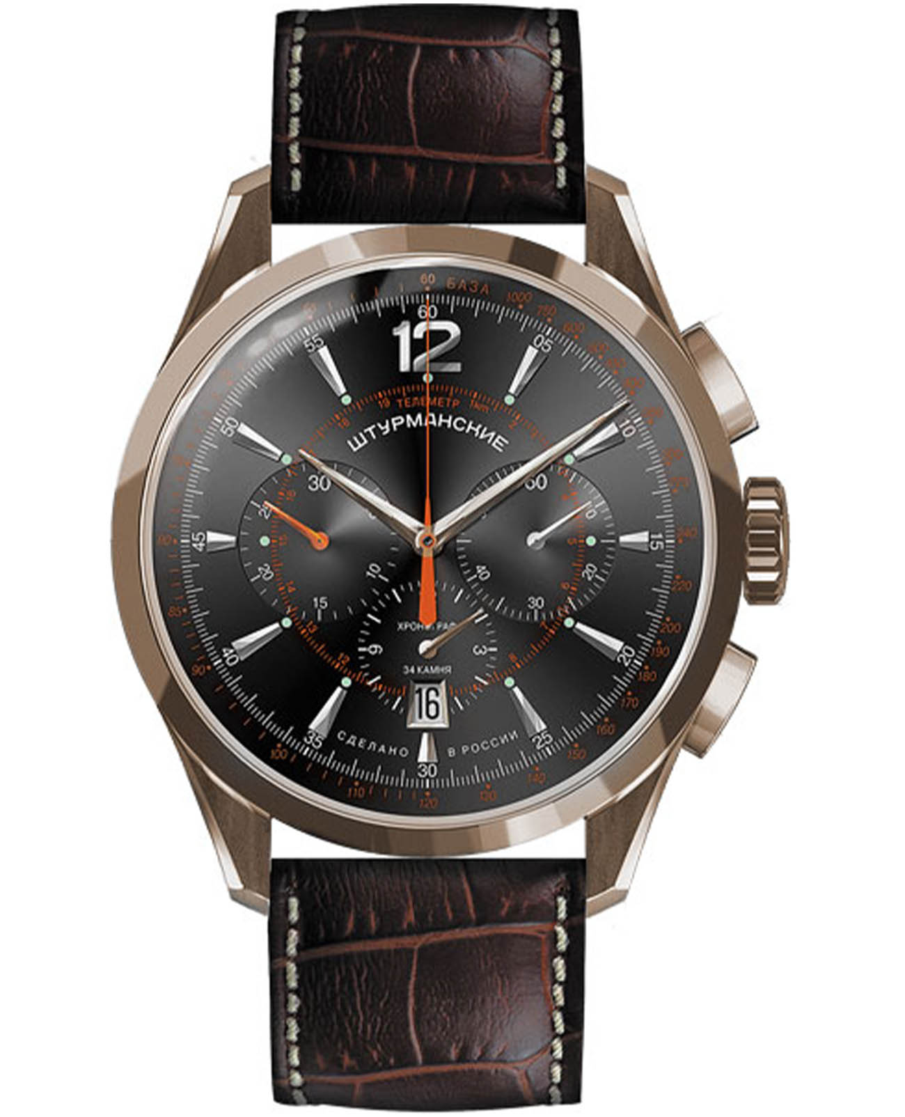 Штурманские Штурманские Открытый Космос NE88/1859222  NE88/1859222 механические мужские часы черный циферблат, браслет кожаный — вид спереди