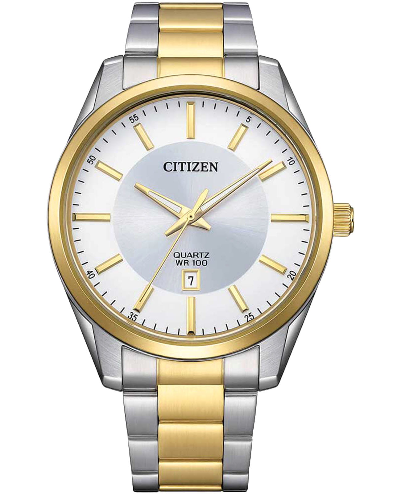 Citizen Citizen Basic BI1036-57A  BI1036-57A кварцевые мужские часы серебристый циферблат, браслет нержавеющая сталь с ip-покрытием — вид спереди