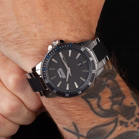 Slazenger Slazenger SL.09.2219.1.01,  англия мужские часы на браслете сталь + силикон боковой вид