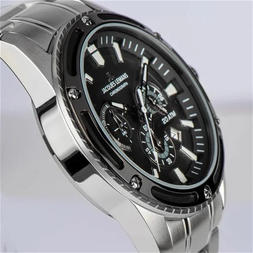 Jacques Lemans Jacques Lemans Liverpool 1-2141E кварцевые мужские часы часы крупный план черный циферблата