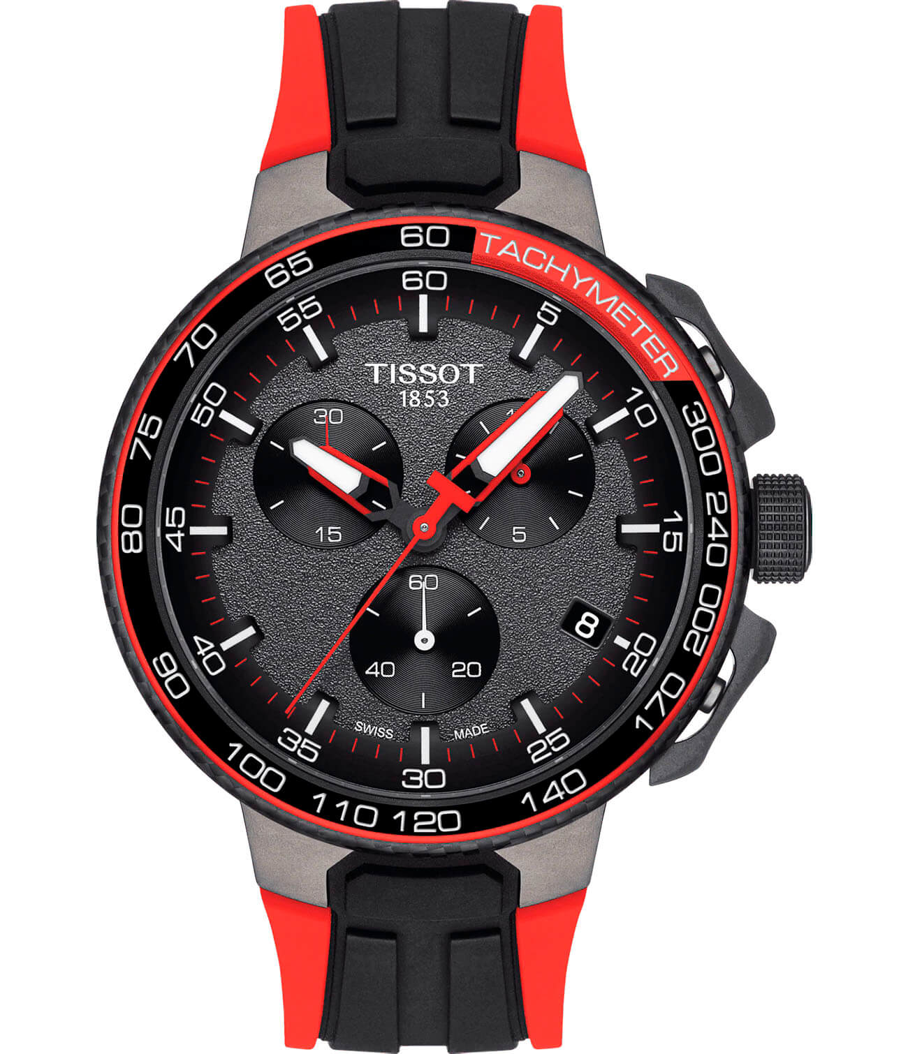 Tissot Tissot T-Race Cycling Vuelta Edition T111.417.37.441.01 T Race Cycling T1114173744101 кварцевые мужские часы черный циферблат, браслет силикон — вид спереди