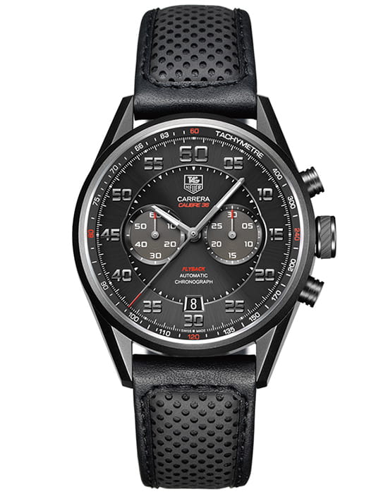 TAG Heuer TAG Heuer Carrera CAR2B80.FC6325  CAR2B80.FC6325 механические мужские часы черный циферблат, браслет кожаный — вид спереди