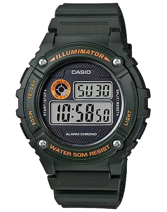 Casio Casio Collection W-216H-3BVDF (W-216H-3B)  W-216H-3B кварцевые мужские часы черный циферблат, браслет пластик — вид спереди
