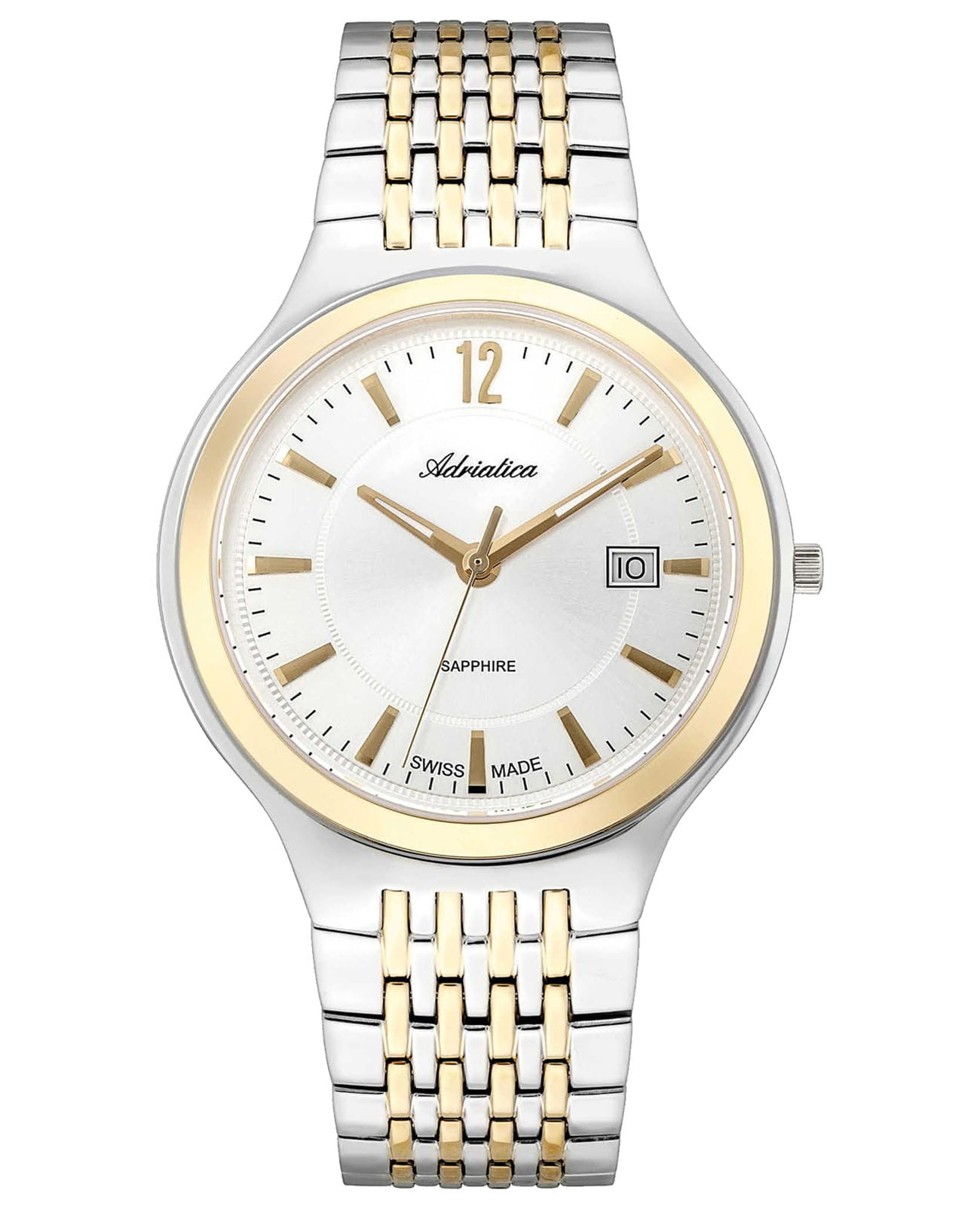 Adriatica Adriatica Premiere A8296.2153Q  A8296.2153Q кварцевые мужские часы белый циферблат, браслет сталь c pvd покрытием — вид спереди