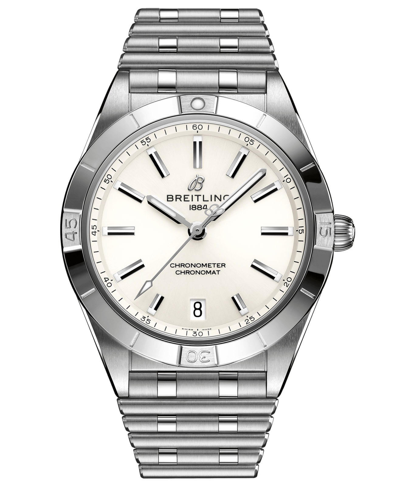 Breitling Breitling Chronomat Automatic 36 A10380101A3A1  A10380101A3A1 механические женские часы белый циферблат, браслет нержавеющая сталь — вид спереди