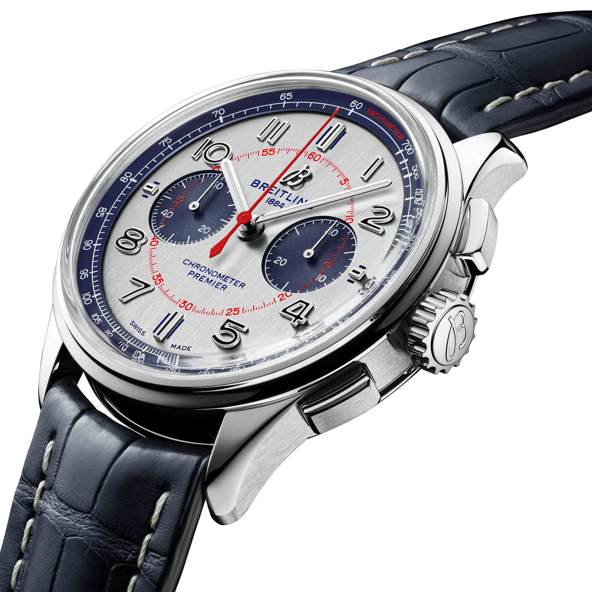 Breitling Breitling Premier B01 Chronograph 42 Bentley Mulliner Limited Edition AB0118A71G1P2, premier швейцария мужские часы на браслете кожаный боковой вид