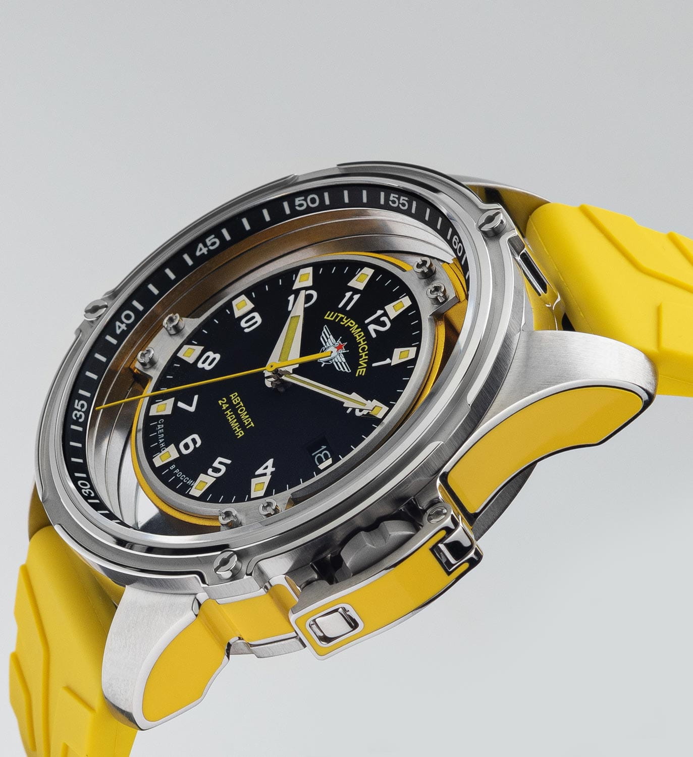 Штурманские Штурманские Марс 2 NH35/9035977, спутник россия мужские часы на браслете силикон боковой вид