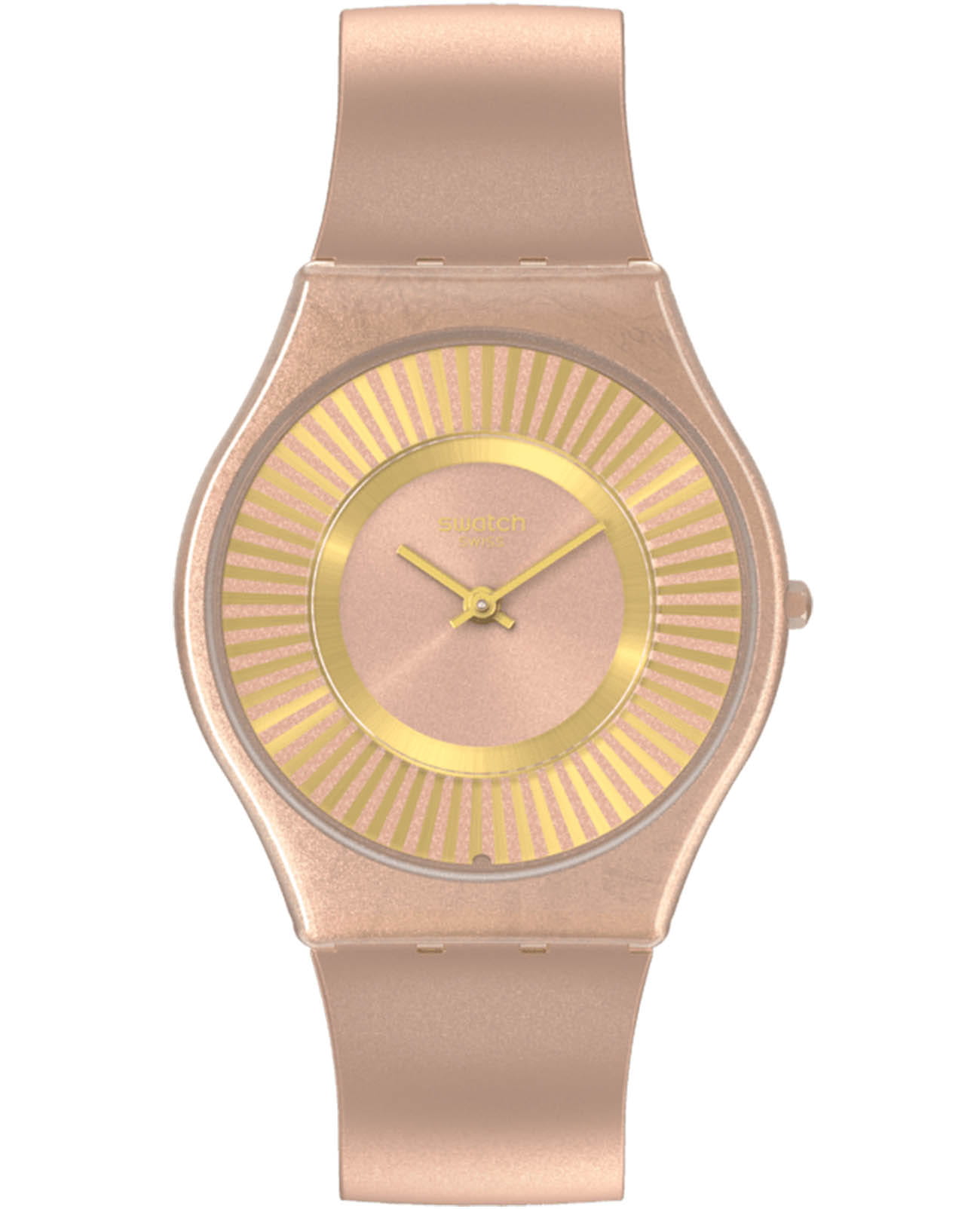 Swatch Swatch Skin Classic Biosourced SS08C102  SS08C102 кварцевые женские часы золотой циферблат, браслет силикон — вид спереди