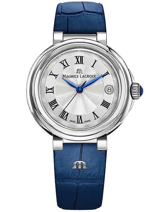 Maurice Lacroix Maurice Lacroix FIABA Date FA1007-SS001-110-1  FA1007-SS001-110-1 кварцевые женские часы серебристый циферблат, браслет кожаный — вид спереди