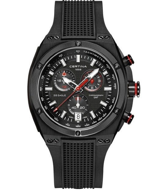 Certina Certina C023.739.17.051.00  C0237391705100 кварцевые мужские часы черный циферблат, браслет каучук — вид спереди