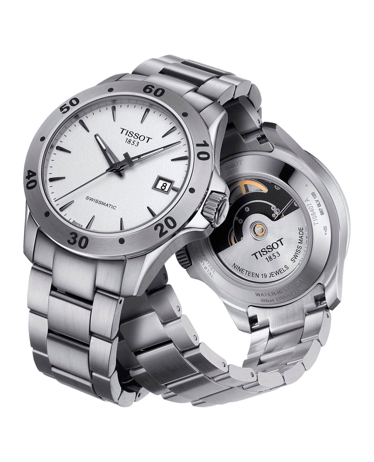 Tissot Tissot V8 Swissmatic T106.407.11.031.01 мужские часы белый циферблат на запястье