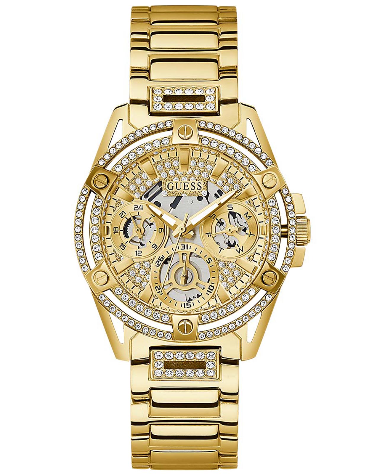 Guess Guess Queen GW0464L2  GW0464L2 кварцевые женские часы золотой циферблат, браслет сталь c pvd покрытием — вид спереди