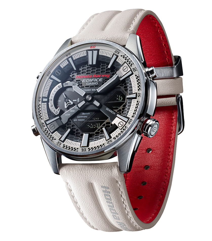 Casio Casio Edifice ECB-S100HR-1A, edifice япония мужские часы на браслете кожаный боковой вид