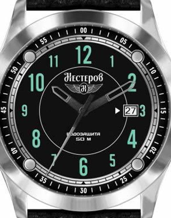 Нестеров Нестеров H0959E02-05EN,  россия мужские часы на браслете кожаный боковой вид