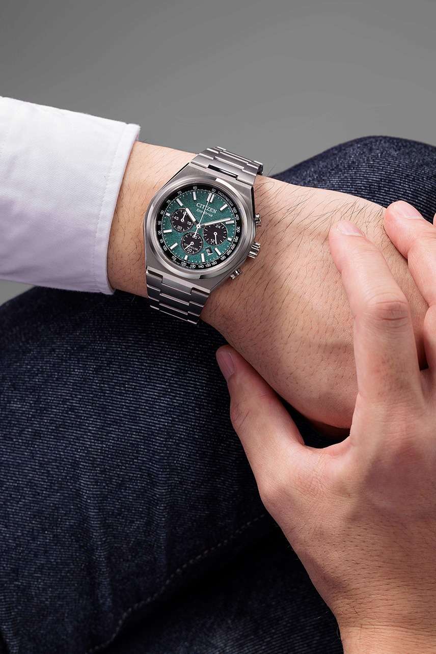 Citizen Citizen Eco-Drive CA4610-85X кварцевые мужские часы часы крупный план зеленый циферблата