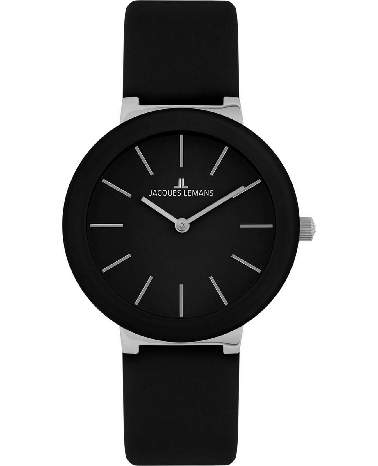 Jacques Lemans Jacques Lemans Design Collection 42-9A  42-9A кварцевые женские часы черный циферблат, браслет кожаный — вид спереди