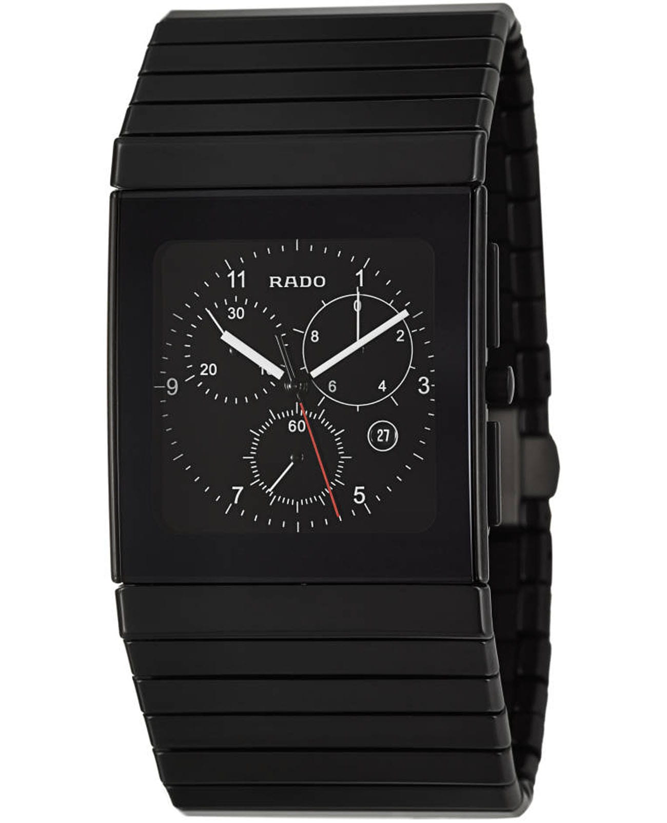 Rado Rado Ceramica R21715162  R21715162 кварцевые мужские часы черный циферблат, браслет плазменная керамика — вид спереди