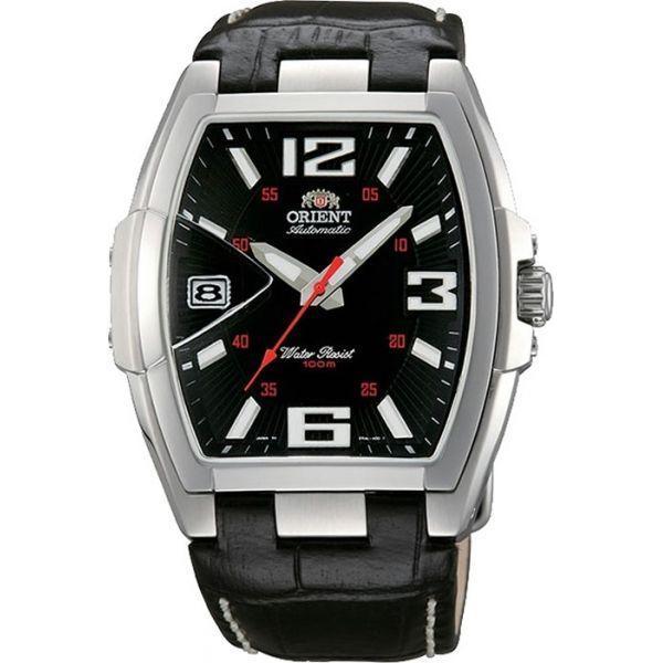 Orient Orient ERAL005B (FERAL005B)  FERAL005B механические мужские часы черный циферблат, браслет кожа + текстиль — вид спереди