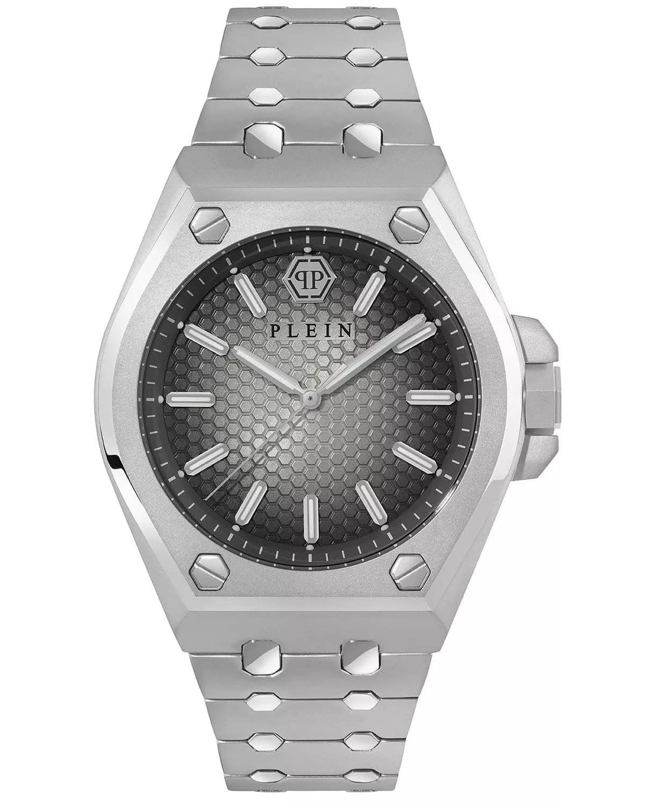 Philipp Plein Philipp Plein The Skull PWPMA0124  PWPMA0124 кварцевые мужские часы черный циферблат, браслет нержавеющая сталь — вид спереди