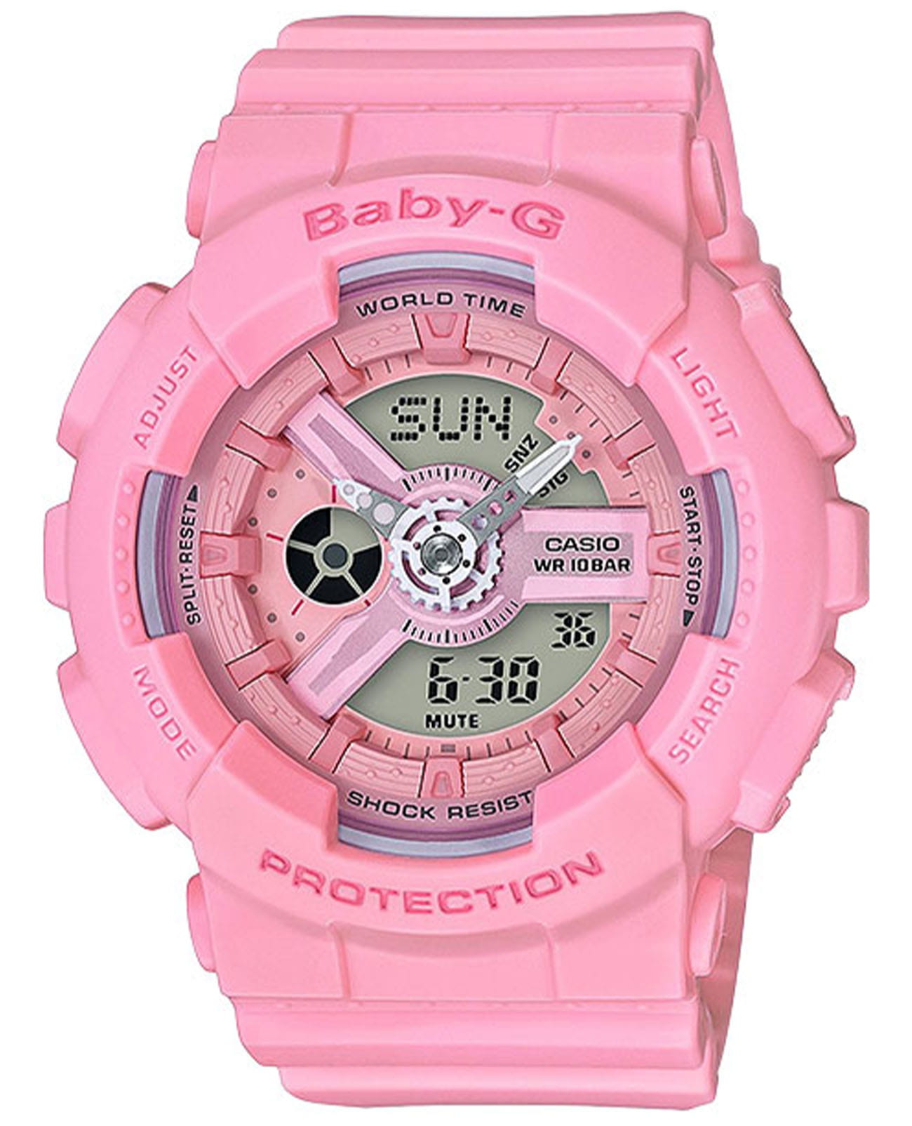 Casio Casio Baby-G BA-110-4A1  BA-110-4A1 кварцевые женские часы розовый циферблат, браслет пластик — вид спереди