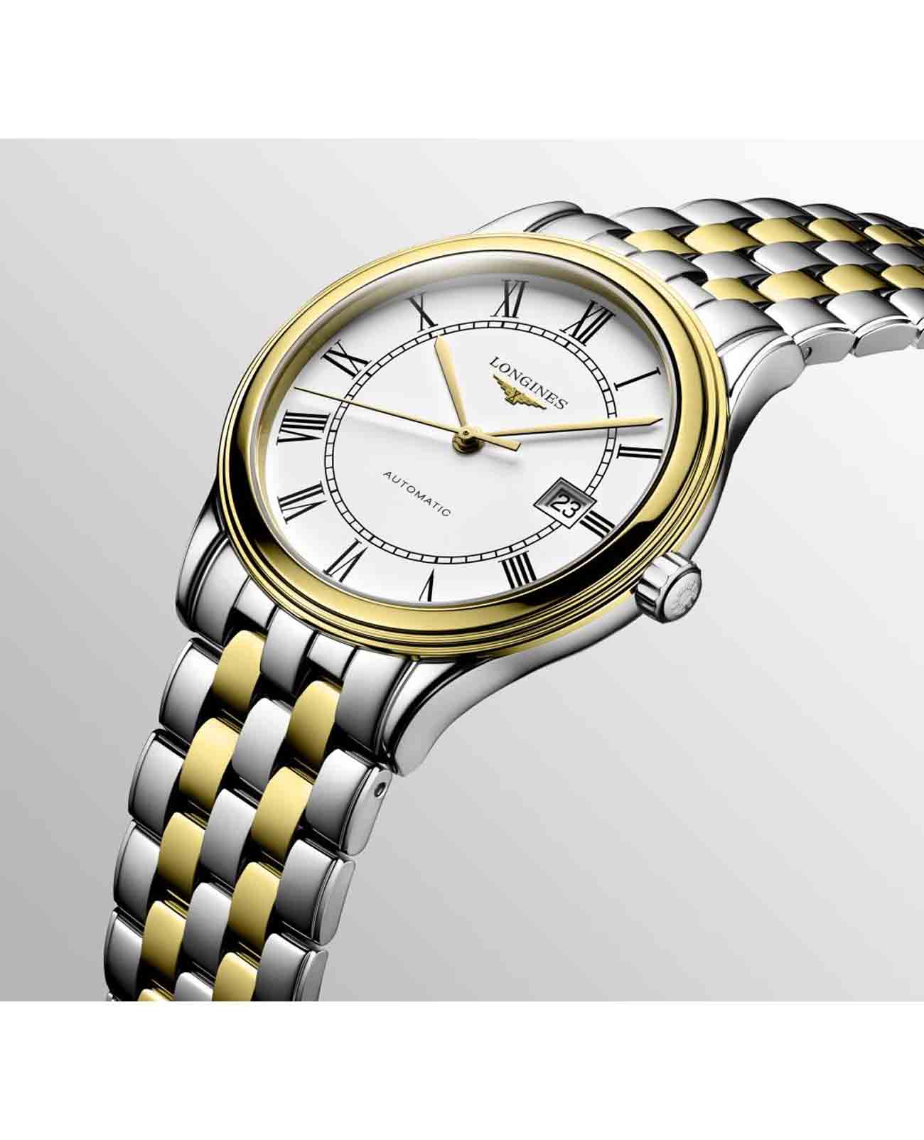 Longines Longines Flagship L4.984.3.21.7 механические женские часы часы крупный план белый циферблата