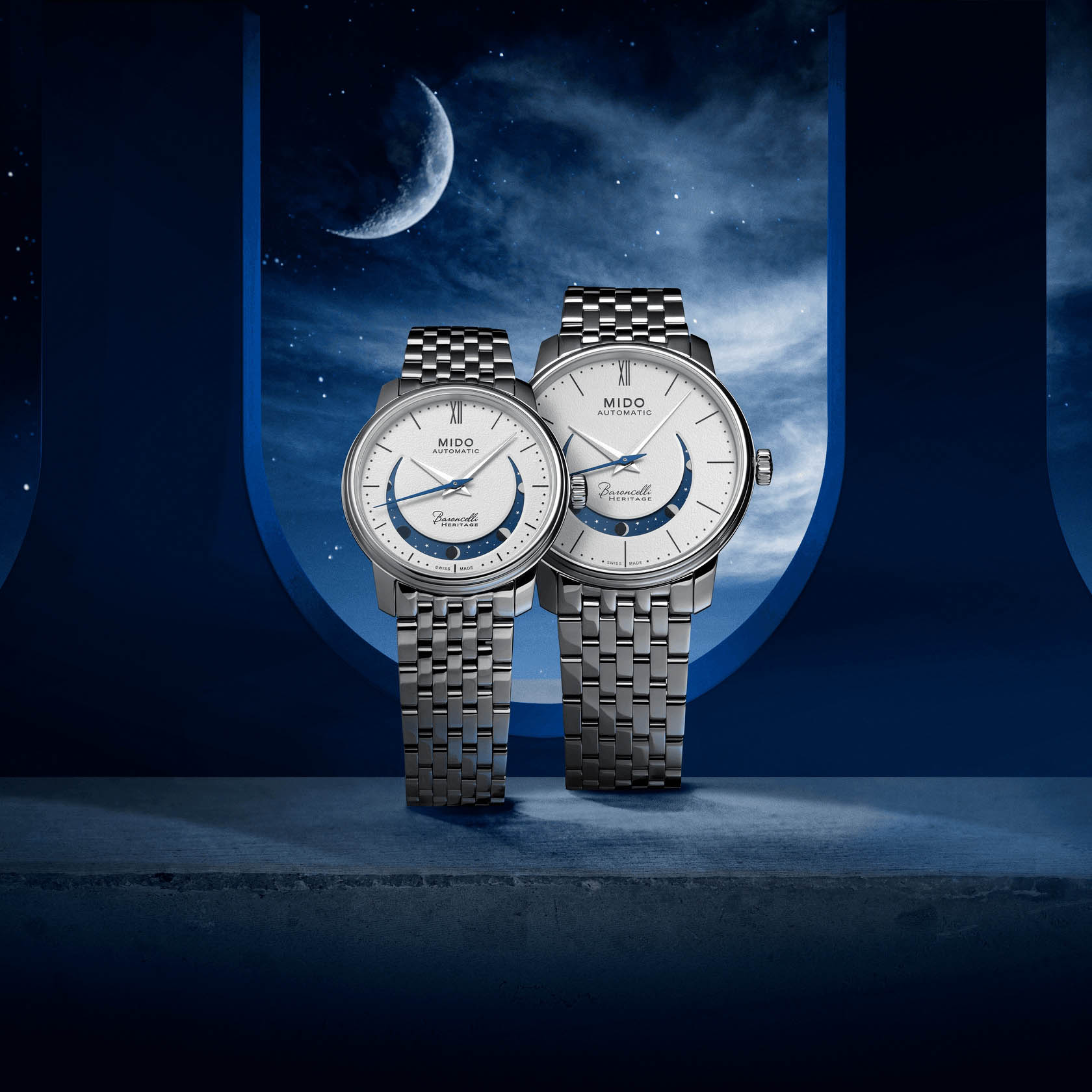 Mido Mido Baroncelli Smiling Moon Lady M027.207.11.010.01 женские часы белый циферблат на запястье
