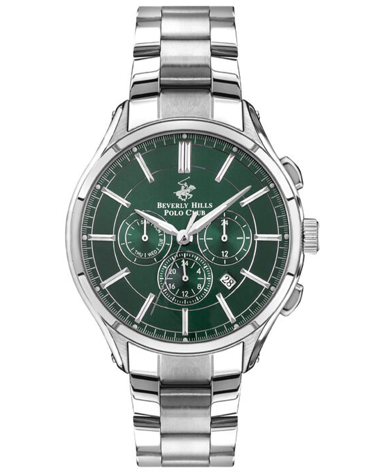 Beverly Hills Polo Club Beverly Hills Polo Club BP3304X.370  BP3304X.370 кварцевые мужские часы зеленый циферблат, браслет нержавеющая сталь — вид спереди