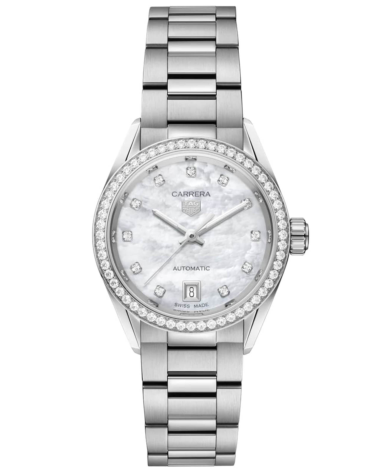 TAG Heuer TAG Heuer Carrera WBN2414.BA0621  WBN2414.BA0621 кварцевые женские часы перламутровый циферблат, браслет нержавеющая сталь — вид спереди