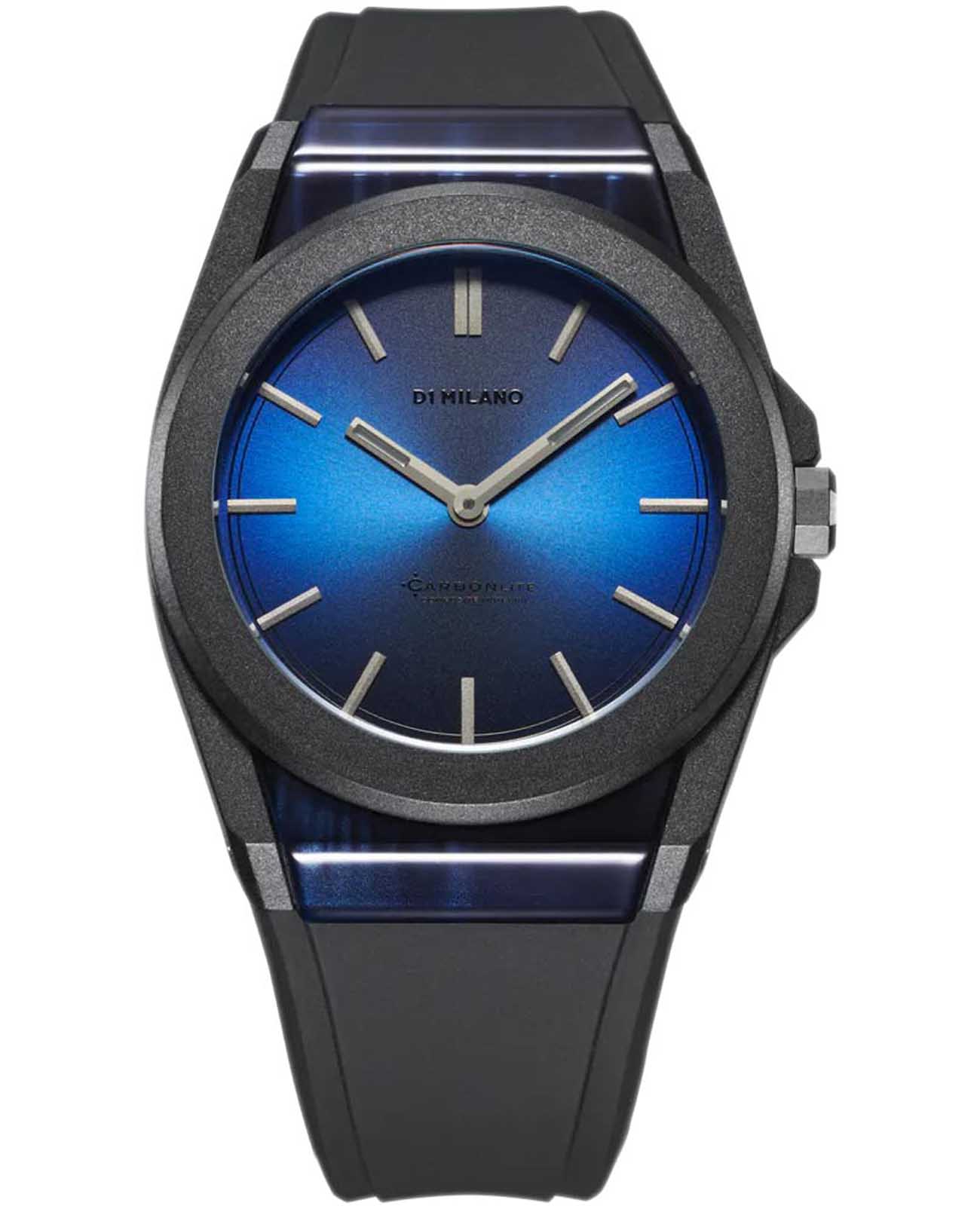 D1 Milano D1 Milano Carbonlite CLRJ04  CLRJ04 кварцевые мужские часы синий циферблат, браслет силикон — вид спереди