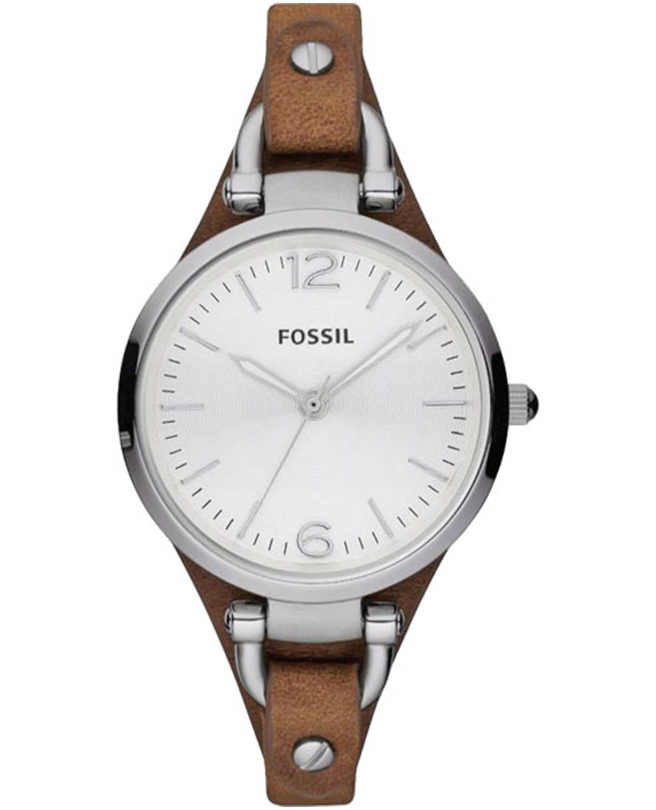 Fossil Fossil Bannon ES3060  ES3060 кварцевые женские часы белый циферблат, браслет кожаный — вид спереди
