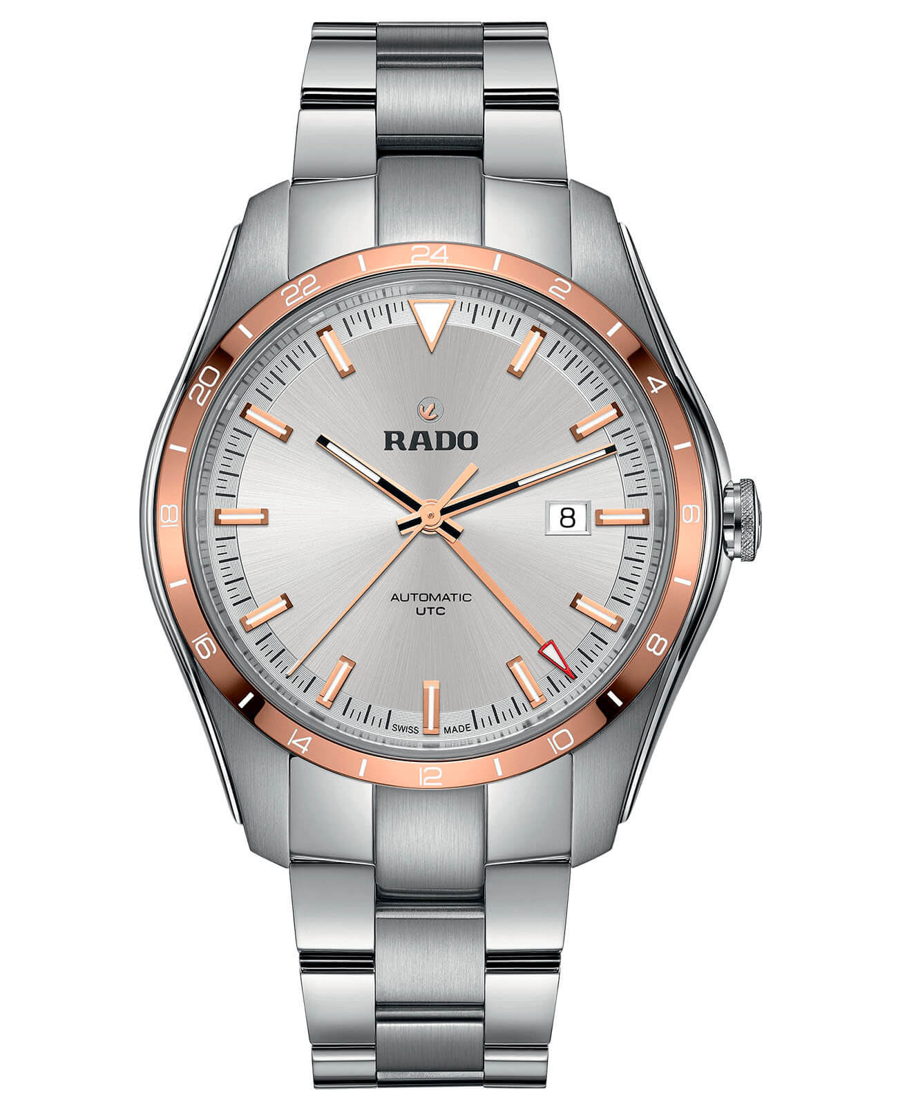 Rado Rado Hyperchrome Automatic UTC R32050103 Automatic R32050103 механические мужские часы серебристый циферблат, браслет нержавеющая сталь — вид спереди