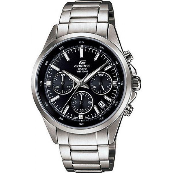 Casio Casio Edifice EFR-527D-1A EFR EFR-527D-1A кварцевые мужские часы черный циферблат, браслет  — вид спереди