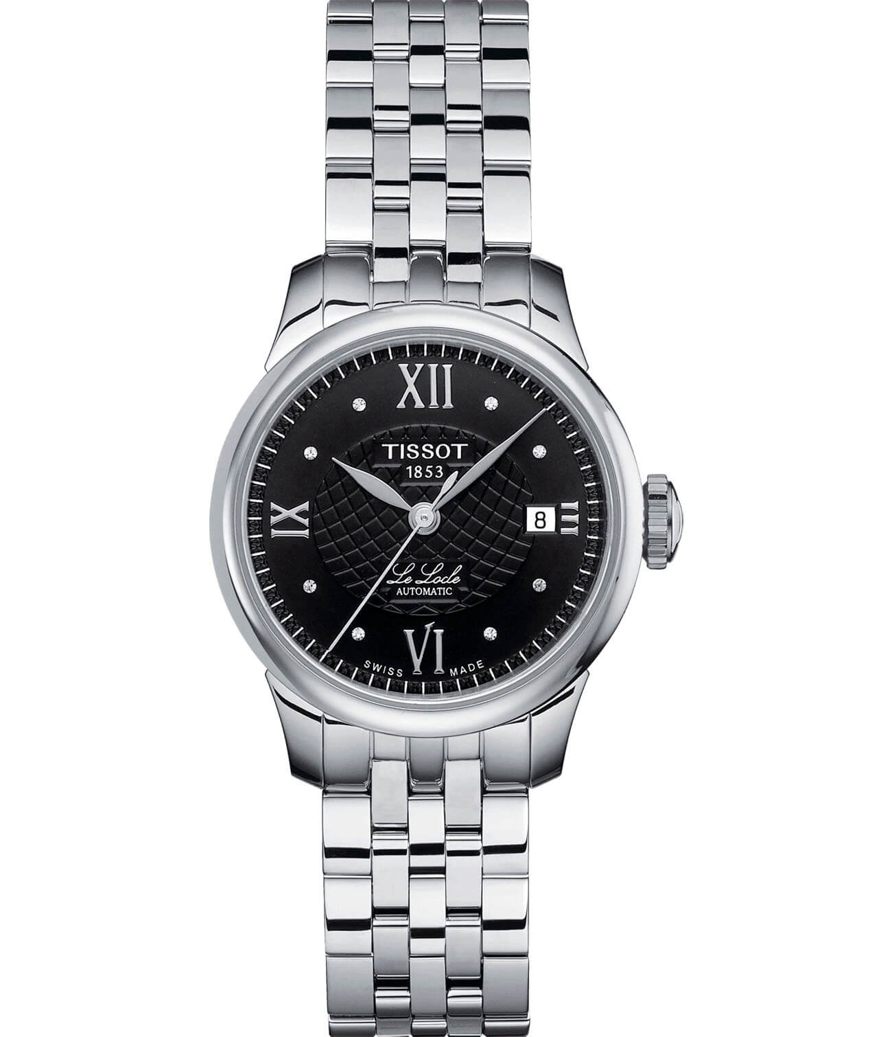 Tissot Tissot Le Locle Automatic Lady T41.1.183.56 Le Locle Automatic T41118356 механические женские часы черный циферблат, браслет нержавеющая сталь — вид спереди