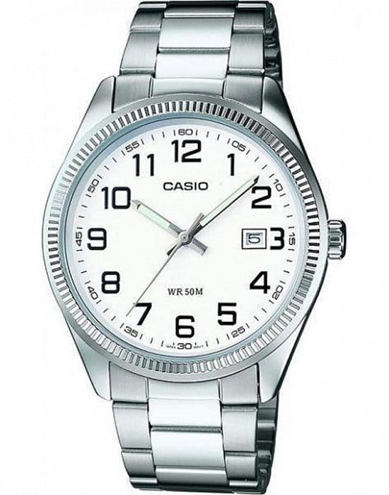 Casio Casio LTP-1302D-7B  LTP-1302D-7B кварцевые женские часы белый циферблат, браслет нержавеющая сталь — вид спереди