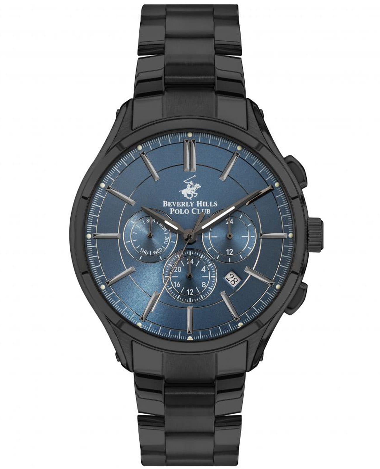 Beverly Hills Polo Club Beverly Hills Polo Club BP3304X.690  BP3304X.690 кварцевые мужские часы синий циферблат, браслет сталь с ip покрытием — вид спереди