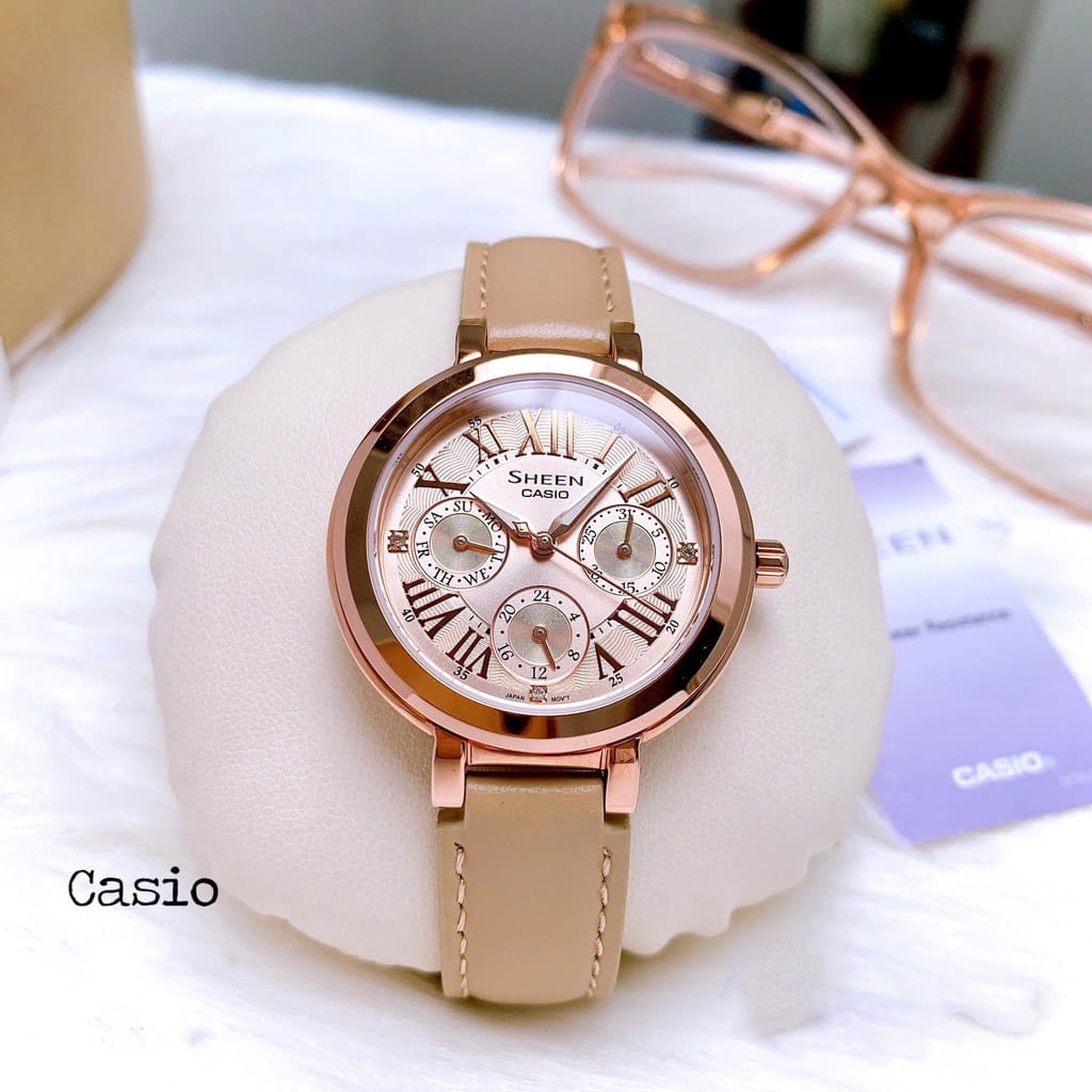 Casio Casio Sheen SHE-3034GL-9A женские часы розовый циферблат на запястье