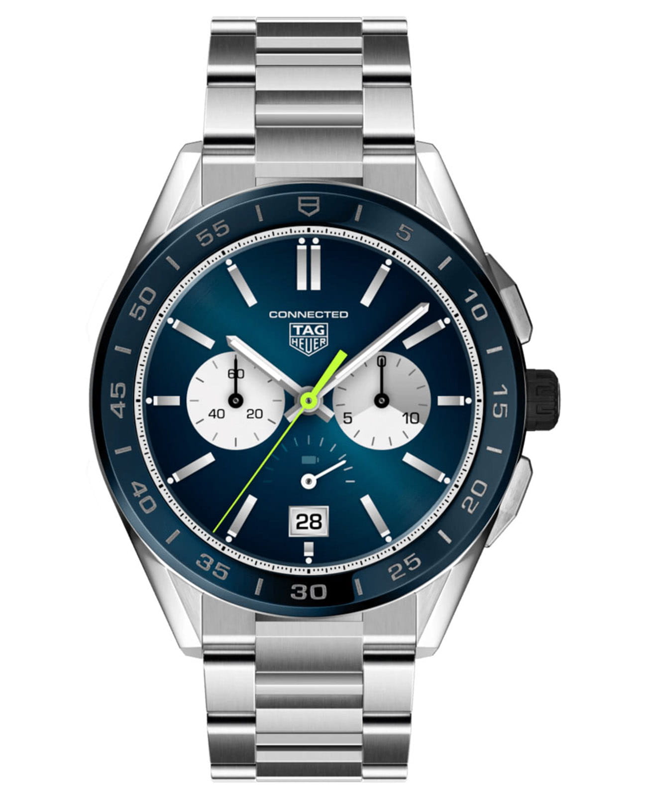 TAG Heuer TAG Heuer Connected Calibre E3 - 45 mm SBG8A11.BA0646  SBG8A11.BA0646 электронные мужские часы черный циферблат, браслет нержавеющая сталь — вид спереди