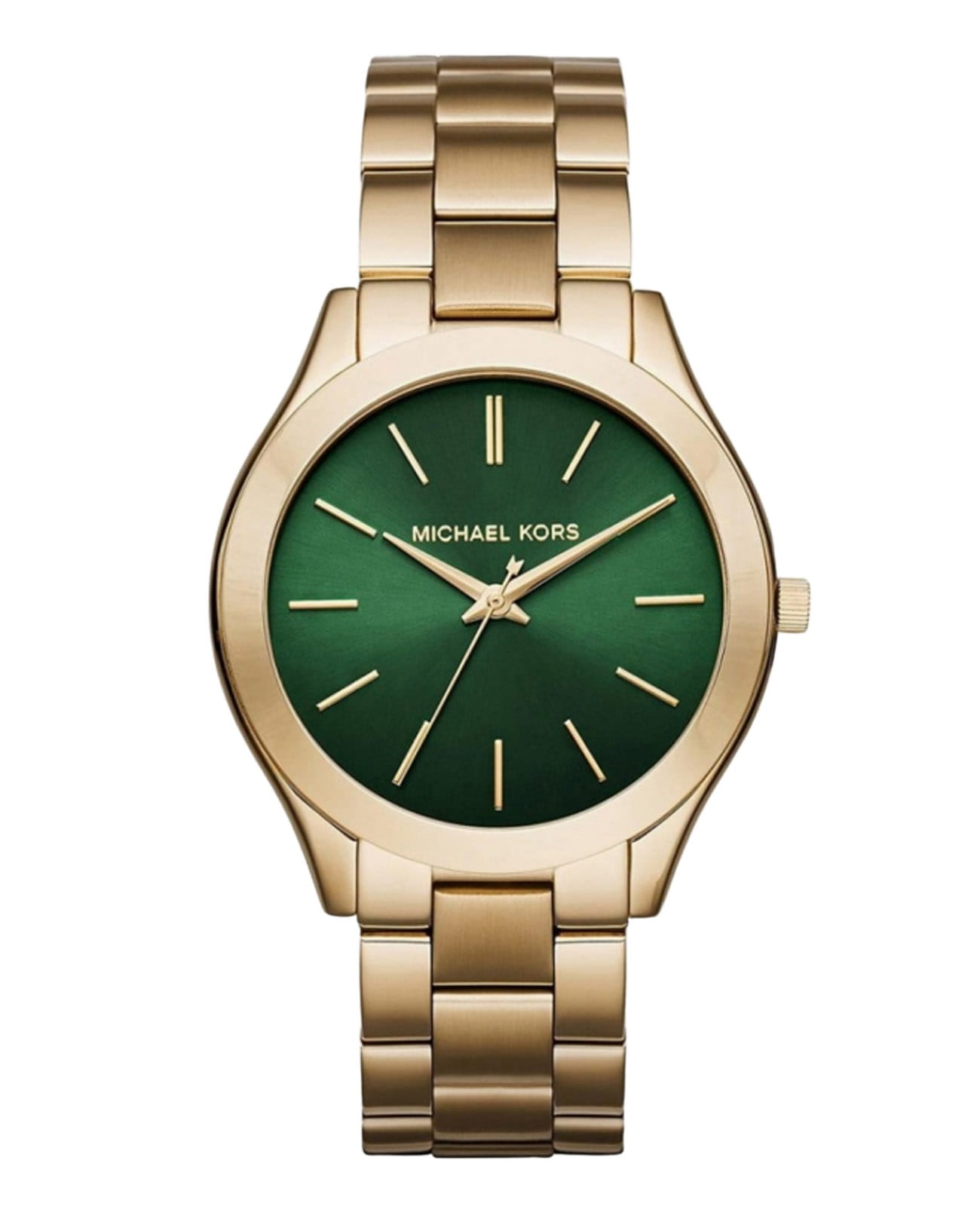 Michael Kors Michael Kors Runway MK3435  MK3435 кварцевые женские часы зеленый циферблат, браслет сталь c pvd покрытием — вид спереди