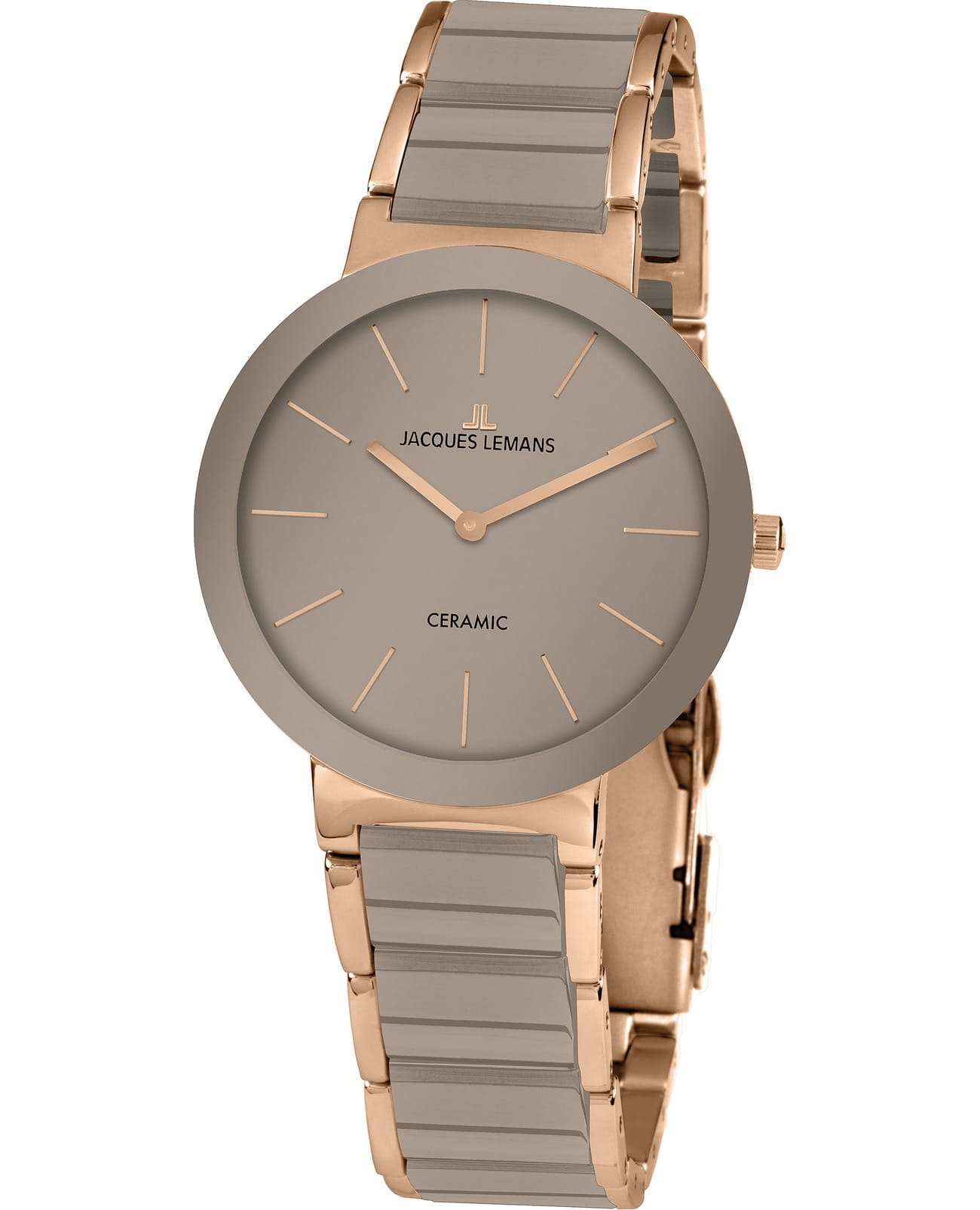 Jacques Lemans Jacques Lemans High Tech Ceramic 42-7T  42-7T кварцевые женские часы серый циферблат, браслет керамика — вид спереди