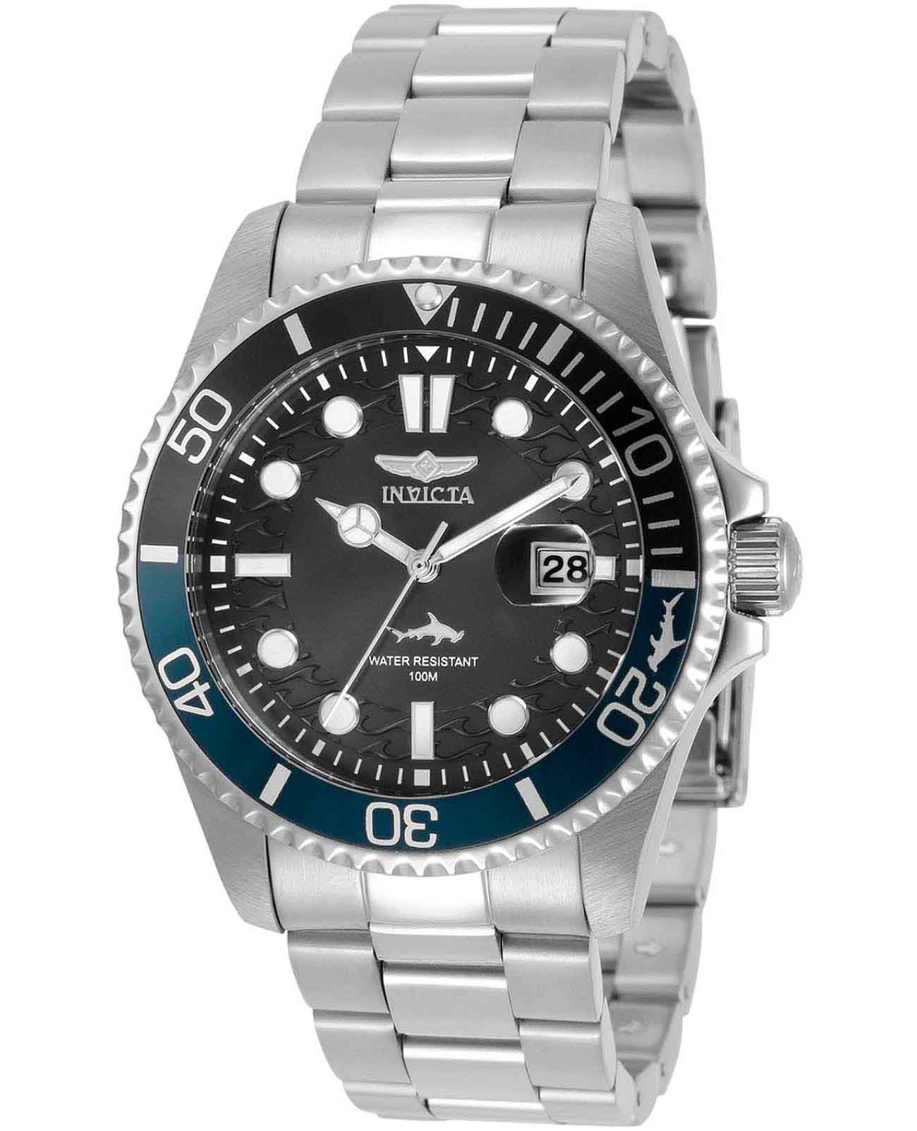 Invicta Invicta Pro Diver IN30956  IN30956 кварцевые мужские часы черный циферблат, браслет нержавеющая сталь — вид спереди