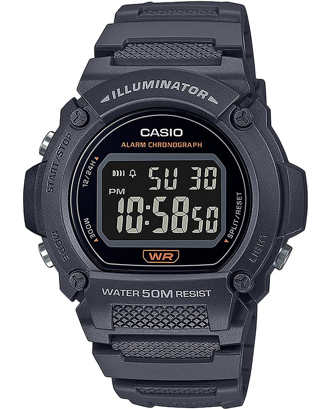 Casio Casio Collection W-219H-8BVEF  W-219H-8BVEF кварцевые мужские часы черный циферблат, браслет пластик — вид спереди