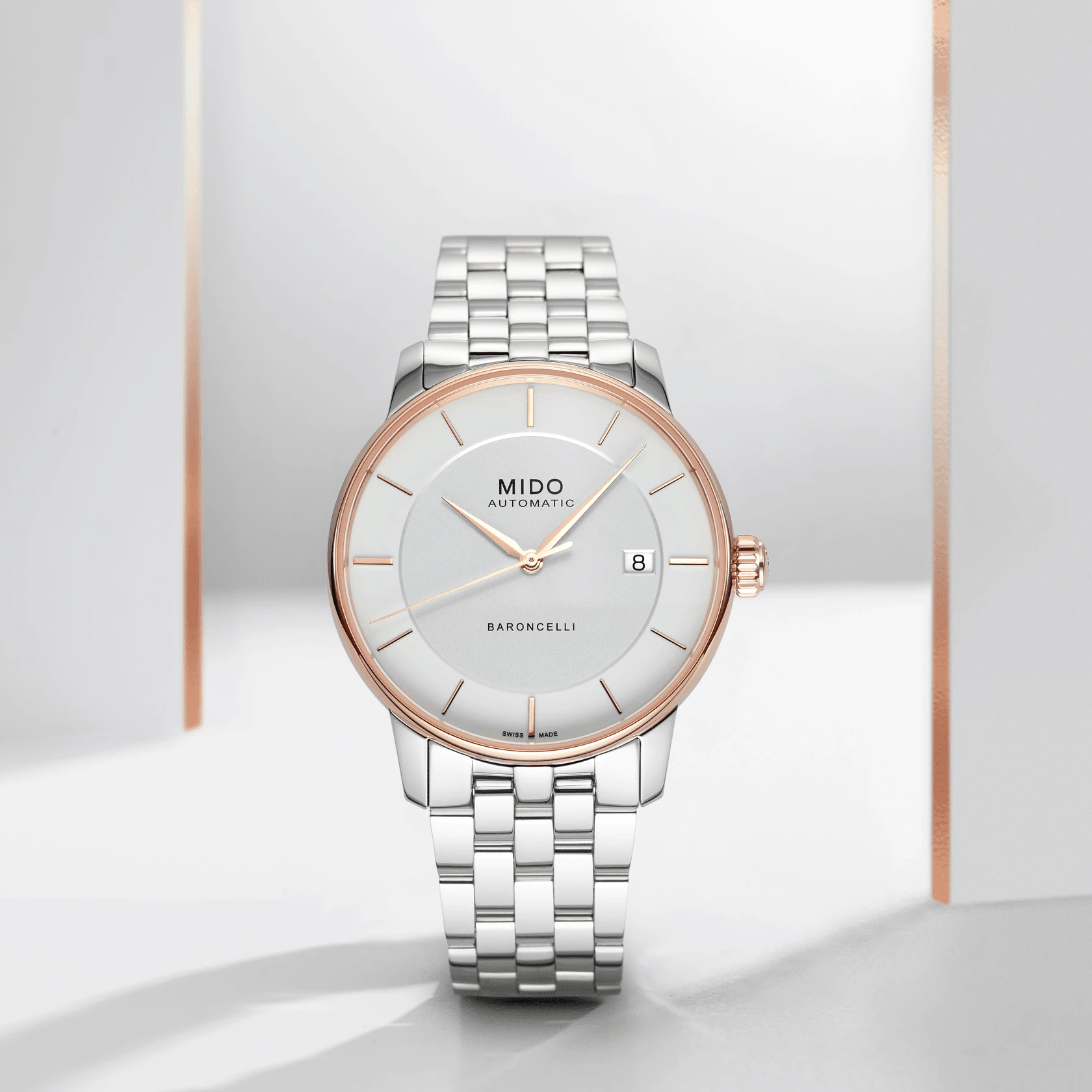 Mido Mido Baroncelli Signature Gent M037.407.21.031.00 механические мужские часы часы крупный план белый циферблата