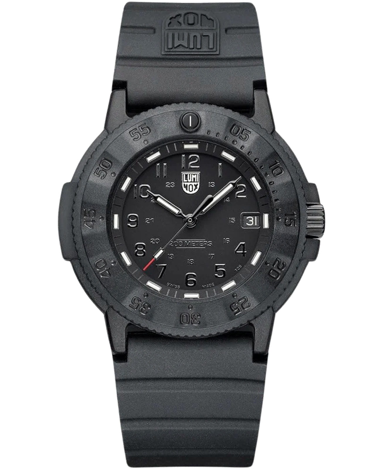 Luminox Luminox Navy SEAL XS.3001.EVO.BO.S  XS.3001.EVO.BO.S кварцевые мужские часы черный циферблат, браслет каучук — вид спереди