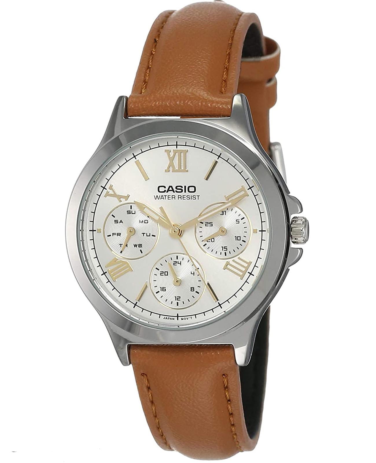 Casio Casio Collection LTP-V300L-7A2  LTP-V300L-7A2 кварцевые женские часы серебристый циферблат, браслет кожаный — вид спереди