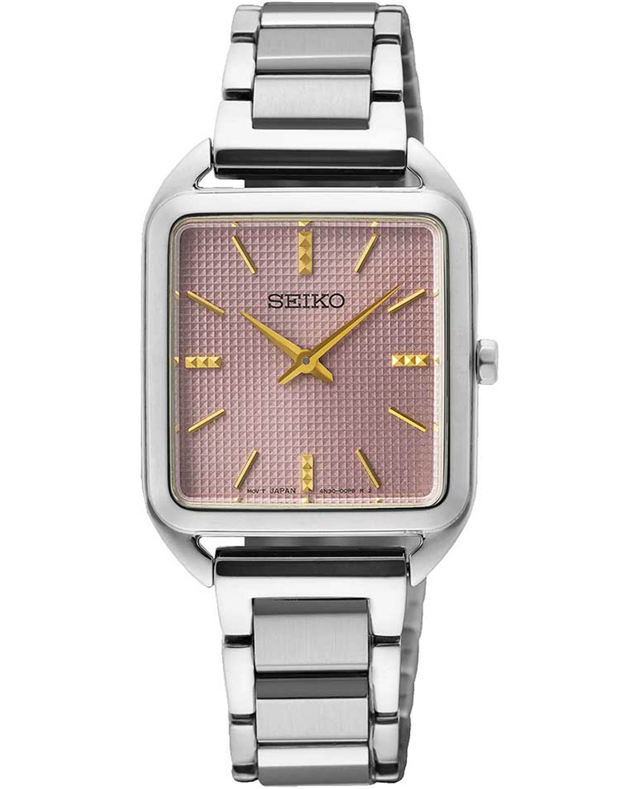 Seiko Seiko Discover More SWR077P1  SWR077P1 кварцевые женские часы розовый циферблат, браслет нержавеющая сталь — вид спереди