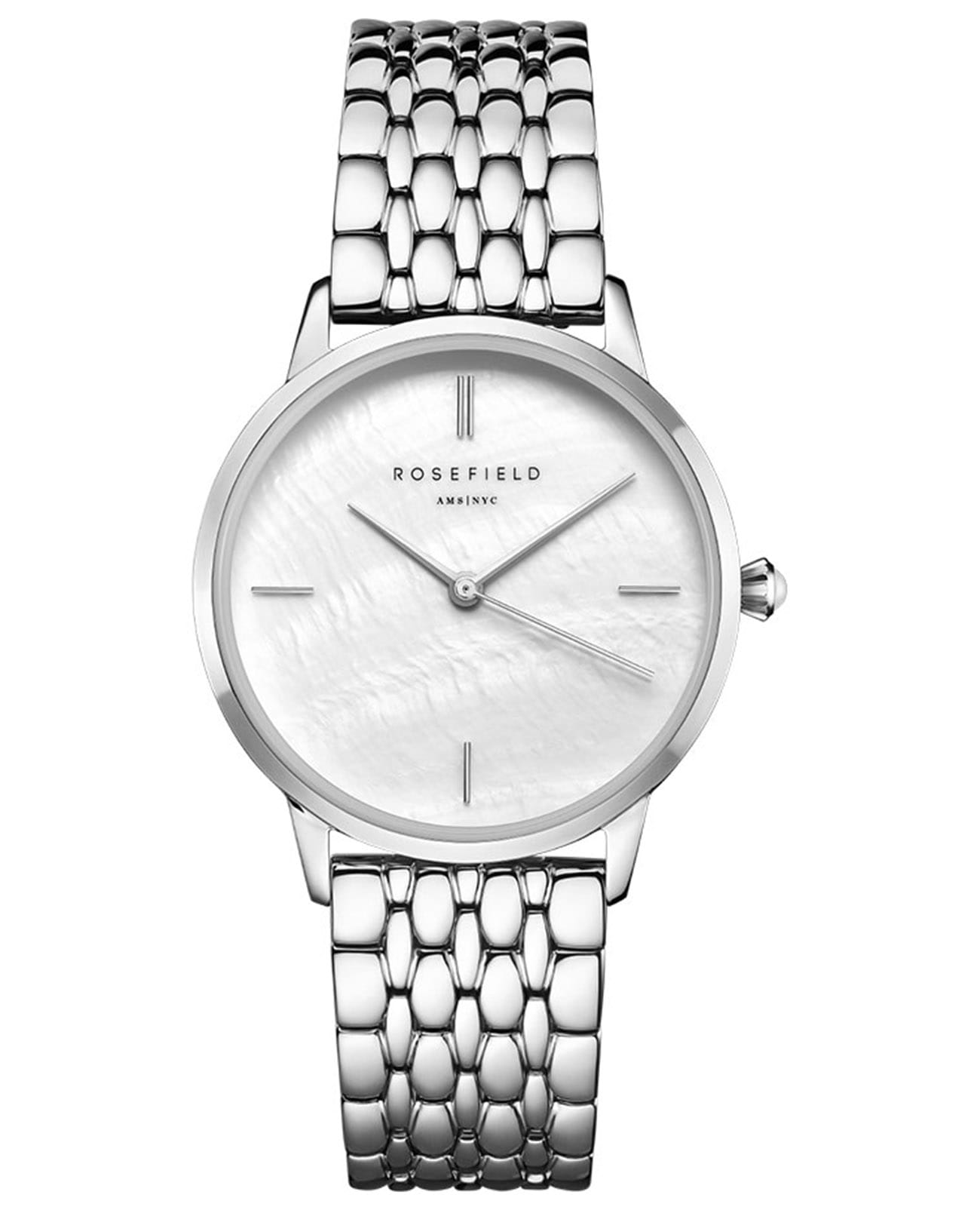 Rosefield Rosefield The Pearl RMSSS-R02  RMSSS-R02 кварцевые женские часы перламутровый циферблат, браслет нержавеющая сталь — вид спереди