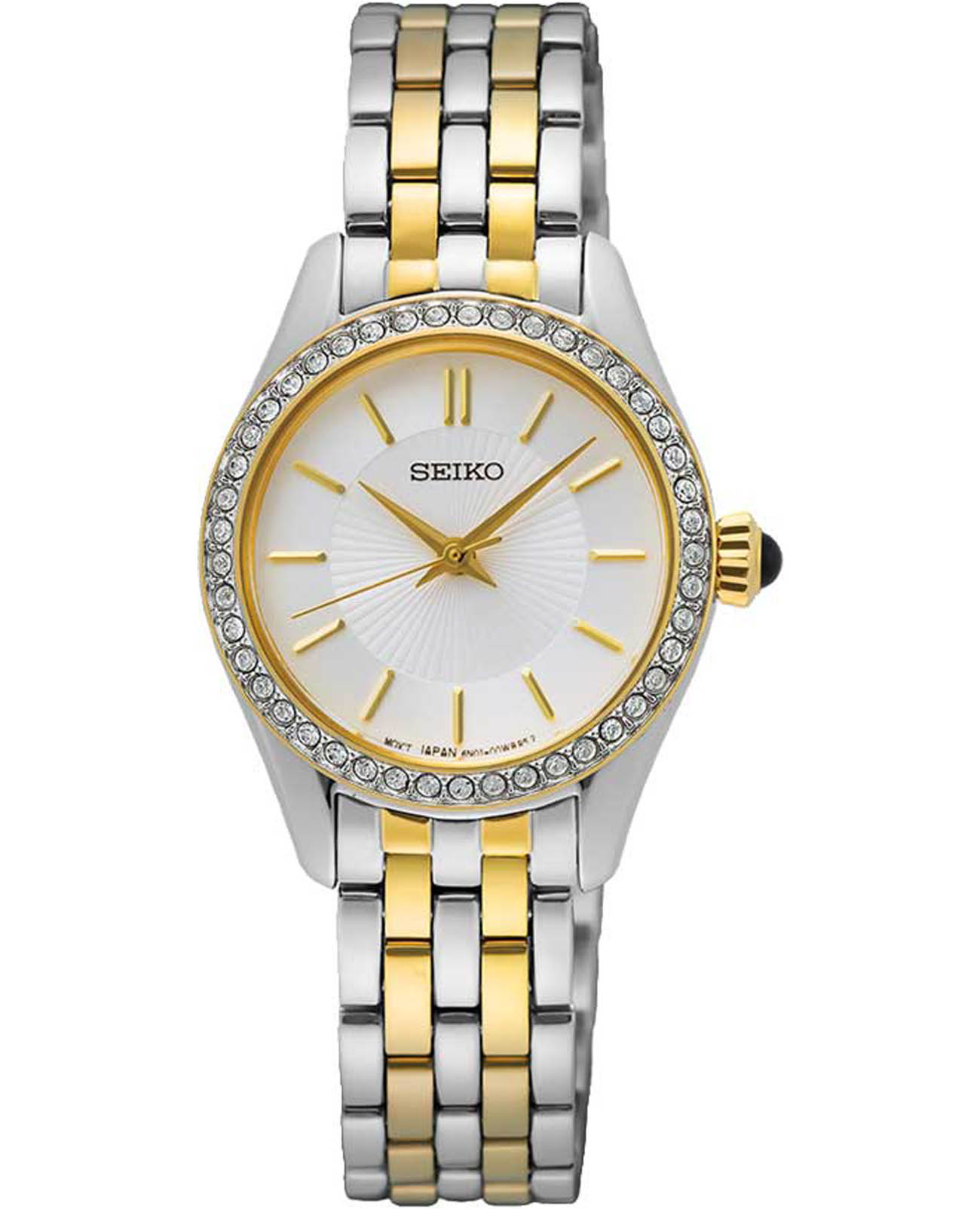 Seiko Seiko Discover More SUR540P1  SUR540P1 кварцевые женские часы белый циферблат, браслет нержавеющая сталь с pvd-покрытием — вид спереди