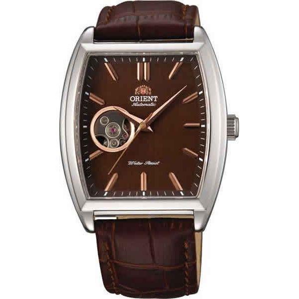 Orient Orient DBAF003T (FDBAF003T)  FDBAF003T механические мужские часы коричневый циферблат, браслет кожа + текстиль — вид спереди